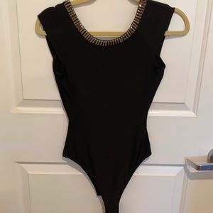 BEBE Beaded Neckline and Back Bodysuit